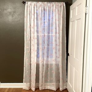 Set of 4 curtian panel - Beauitful sheer curtains with embroidered pink vines